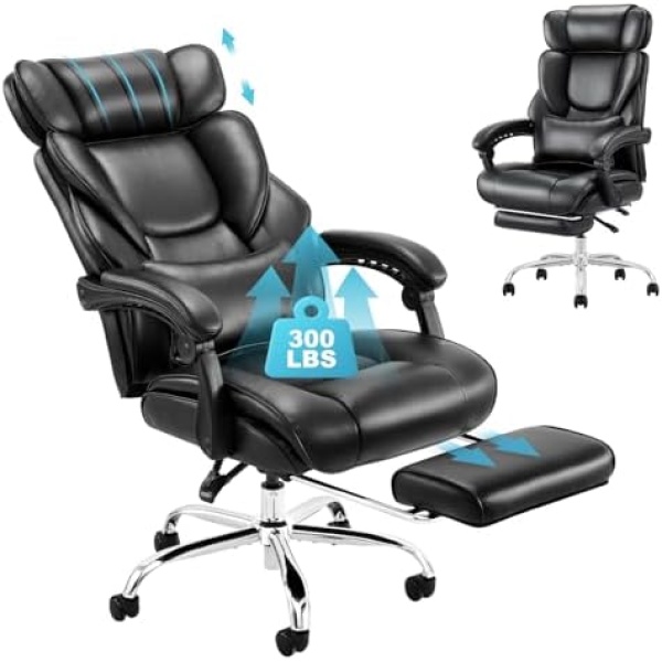 COLAMY Office Chair with Retractable Footrest, Ergonomic High Back Design