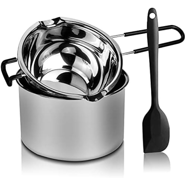 Double Boiler Pot Set, Stainless Steel Melting Pot with Silicone Spatula