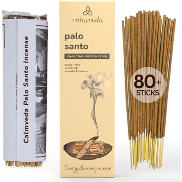 Holy Palo Santo Incense Sticks - 80 Charcoal Free Incense, Made from Upcycled